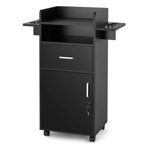 Artist Hand Gabinete de salón para estilista – Estación de pelo con ruedas, carrito de salón de belleza con 6 soportes para herramientas, polea fija