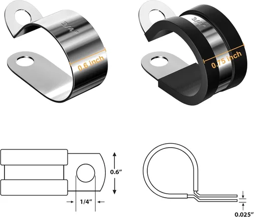 Miniatura 3 de Kit surtido de 80 abrazaderas de cable, 7 tamaños de abrazadera de cable de metal de acero inoxidable 304, abrazaderas de alambre aisladas