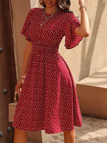 Miniatura 6 de Floerns Vestido midi acampanado con estampado de corazón de confeti y manga de mariposa