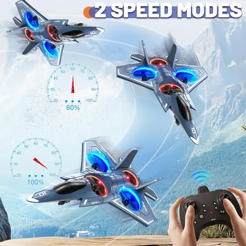 Miniatura 8 de Aviones RC de control remoto de espuma para niños y adultos mayores de 14 años, avión RC caza con luz, juguetes de caza con giro de 360°, rollo