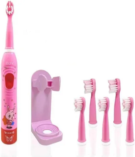 Miniatura 11 de OJV 8620 Cepillos de dientes eléctricos musicales para niños, 3 modos de temporizador de 2 minutos, 6 cerdas recargables de energía inteligente, Azul