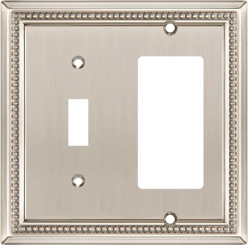 Miniatura 21 de Henne Bery Sunken Pearls - Placa de pared decorativa resistente para interruptor, cubierta para tomacorrientes (doble dúplex, níquel satinado)