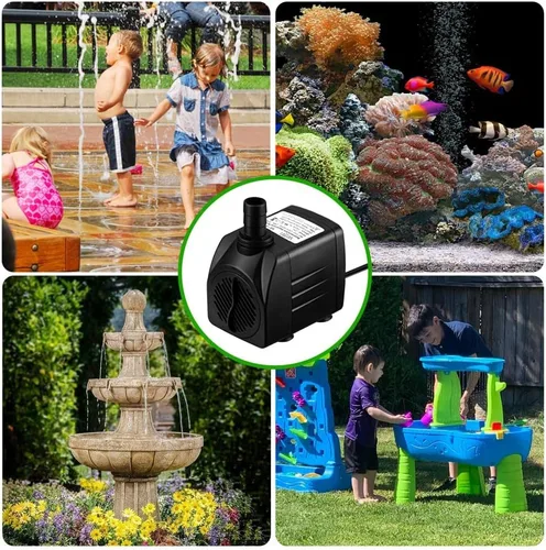 Miniatura 5 de PULACO Bomba sumergible de 400 GPH con tubo de 5 pies, (1500L/H 25W) bomba de agua de fuente duradera para fuente de estanque, acuarios, tanque