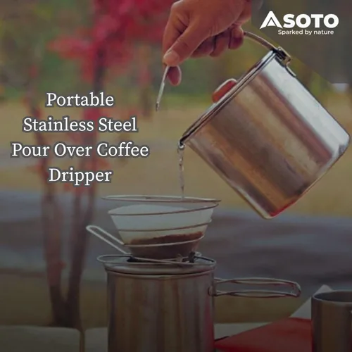 Miniatura 5 de SOTO Cafetera compacta Helix – Gotero portátil de acero inoxidable para viajes, camping, ciclismo y hogar, diseño ligero, plegable y ecológico