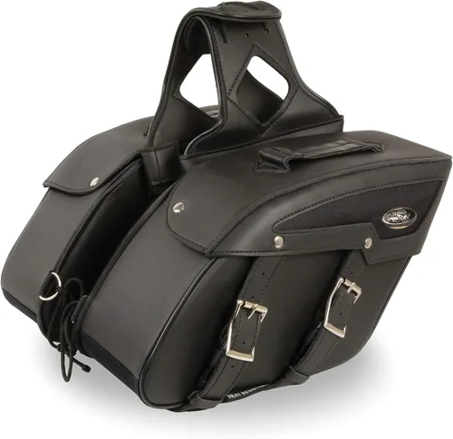Miniatura 22 de Milwaukee Leather SH66901ZB - Alforjas medianas de PVC negro con 2 correas, colocación por encima, con ribetes reflectantes - Talla única