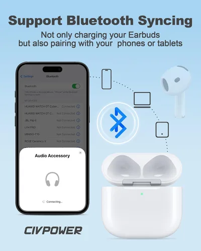 Miniatura 7 de CIVPOWER Funda de carga de repuesto para Air Pods 4ª, compatible con Air Pod de 4ª generación con emparejamiento Bluetooth (sin auriculares)