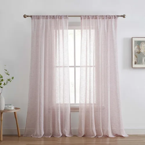 Miniatura 13 de HLC.ME Penelope - Cortinas gruesas de lino sintético texturado semitransparentes, con filtro de luz solar y privacidad, con bolsillo para cortinero