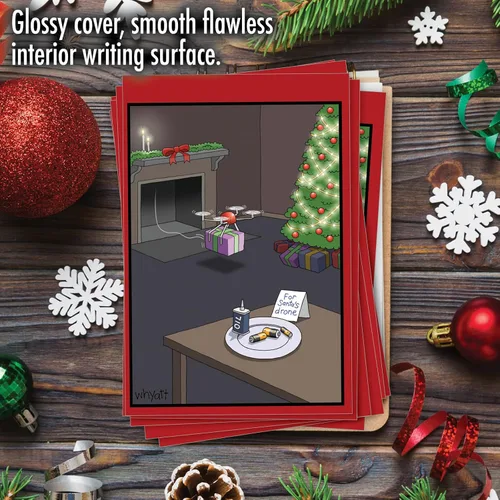 Miniatura 3 de NobleWorks - 12 divertidas tarjetas navideñas de dibujos animados con sobres - Divertido humor cómico en caja, saludos navideños