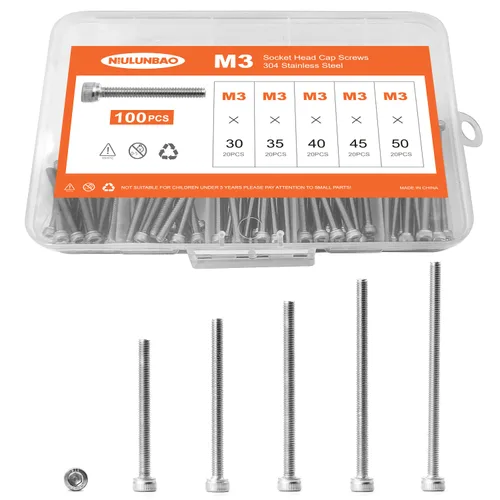 Miniatura 18 de Tornillos de cabeza hexagonal M3 x 0.157 in, 0.236 in, 0.315 in, 0.394 in, 0.472 in, acero inoxidable 304, máquina métrica totalmente roscada