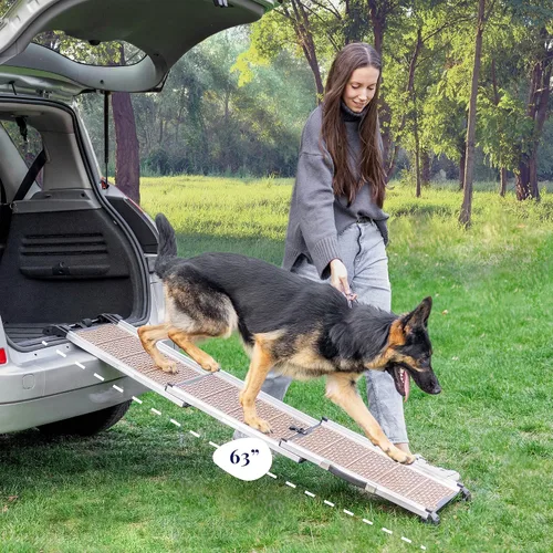 Miniatura 8 de Rampa para perros para automóvil, rampa antideslizante estable para perros grandes, 63 pulgadas de largo y 15 pulgadas de ancho, capacidad de 250