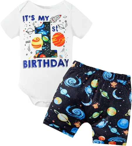 MOMMY'S NEW MAN Conjunto de mameluco de manga corta para bebé de primer cumpleaños + pantalones cortos para bebé