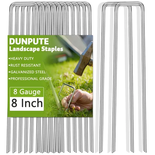 Estacas de paisaje galvanizadas de 8 pulgadas resistentes, DUNPUTE paquete de 15 estacas de metal para jardín de 8 calibre, ideales para estacas de