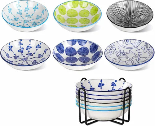 Miniatura 9 de Cuencos de cerámica para gatos, paquete de 6 cuencos coloridos para gatos, platos antideslizantes para gatos, cuencos anchos para mascotas aptos