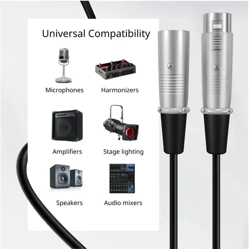 Miniatura 5 de TNP XLR - Cable de micrófono XLR de 3 pines macho a hembra, conector de audio de cable de micrófono equilibrado, convertidor de adaptador