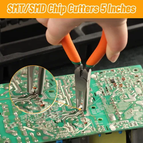 Miniatura 4 de SPEEDWOX Cortador de extremo transversal con mandíbula empotrada Cortadores de chip SMT/SMD Alicates de corte de extremo de 5 pulgadas, alicates
