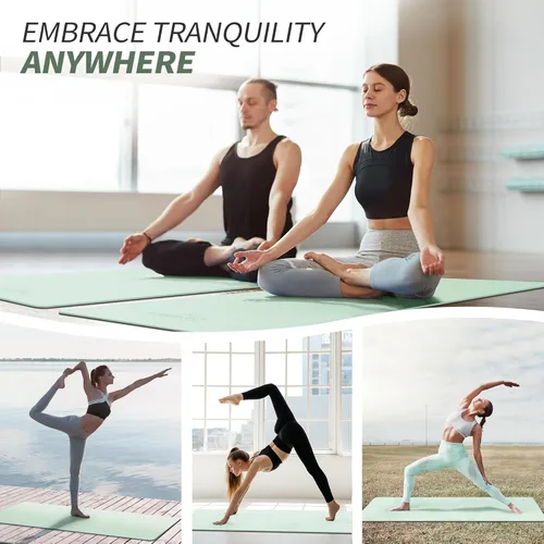 Miniatura 5 de CAMBIVO Tapete de yoga para mujeres, hombres y niños, 1/3, 1/4 y 2/5 pulgadas, extra grueso, antideslizante, 72 x 24 pulgadas, tapete de yoga