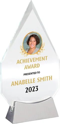 Placa de vidrio personalizada de 9 1/4 pulgadas para premios y trofeos, premio personalizado para empleado del mes, regalo de jubilación, liderazgo