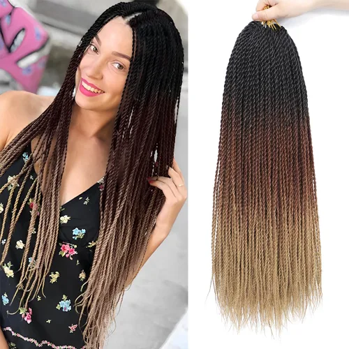 Miniatura 15 de Trenzas de Ganchillo Senegalesas Twist Cabello de Ganchillo 7 Paquetes Pre Enrollado Micro Trenzas Senegalesas Twist Cabello Trenzado Trenzas