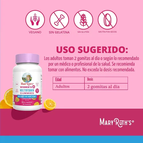 Miniatura 3 de MaryRuth's Multivitamínico para mujeres mayores de 40 años Sin azúcar Vitaminas veganas para mujer Apoyo inmunológico Multivitamínico diario