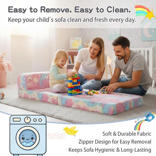 Miniatura 7 de Tiita Sofá cama plegable para niños, sofá cama plegable con funda extraíble, futón para niños, cama plegable para habitación de niños, sala