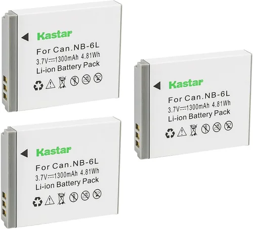 Miniatura 5 de Kastar Paquete de 1 batería NB-6L de 3.7 V 1300 mAh de repuesto para Canon Canon NB-6L NB6L, NB-6LH NB6LH, cargador Canon CB-2LY, Canon IXUS 85 es