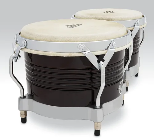 Miniatura 5 de Latin Percussion M201 LP Matador Wood Bongos - Marrón Oscuro/Cromo 8.625 pulgadas
