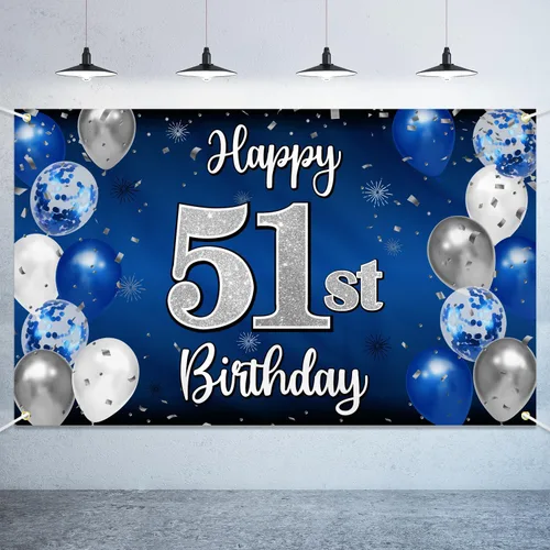 Miniatura 76 de Decoraciones de Feliz 11º Cumpleaños, Globo Azul y Plateado Grande Pancarta de Fondo de Cumpleaños, Brindemos por Once Años Suministros de Fiesta