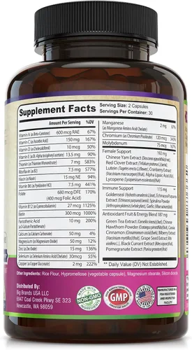 Miniatura 8 de Suplemento multimineral multivitamínico diario para mujer para energía, estado de ánimo, concentración, cabello, piel y uñas. Hecho para mujeres