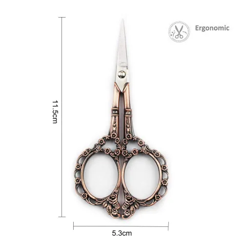 Miniatura 3 de EBANKU - Tijeras de manicura profesionales, vintage, de acero inoxidable, para cutículas, cuidado de precisión para uñas, cabello facial, cejas