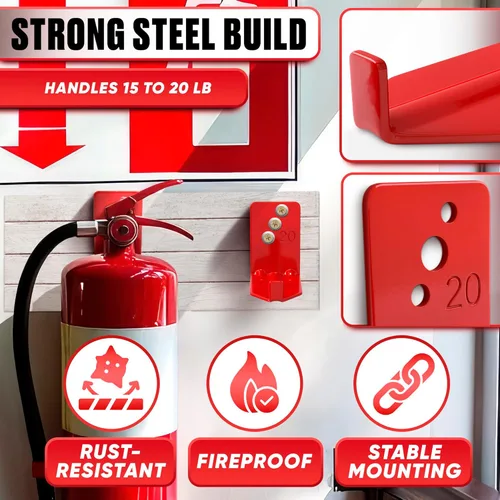 Miniatura 4 de Soporte de pared para extintor de incendios para el hogar, 4 soportes de extintor de incendios ajustables para la casa, tornillos de soporte