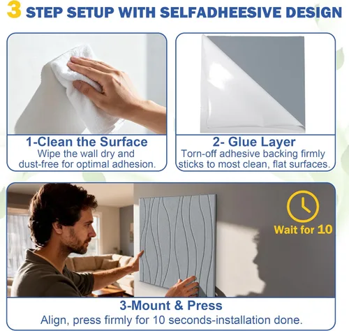 Miniatura 9 de 6 paneles acústicos, paneles de pared autoadhesivos insonorizados de 23.6 x 23.6 pulgadas, paneles de pared acústicos con ondas de agua, paneles