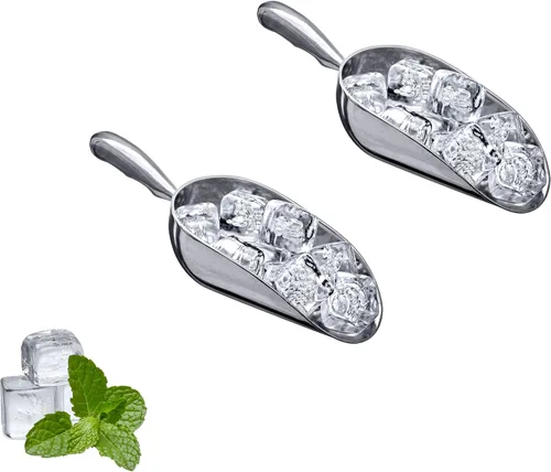 Amazing Abby - Elsa - Cucharas de hielo de aluminio de 12 onzas (juego de 2), cucharas de aluminio fundido, grado alimenticio, buenas para uso