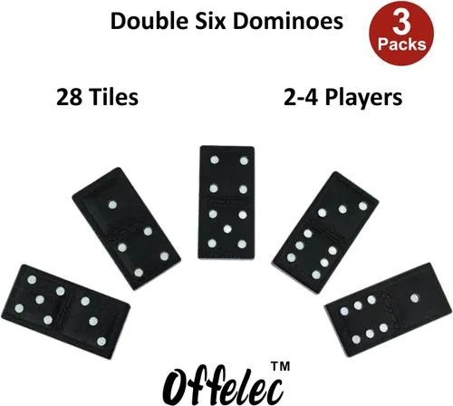Miniatura 2 de Offelec Juego de Dominó Doble 6 de Madera Paquete de 3 - 28 Fichas Cada Uno Juegos de Mesa Familiares Clásicos para Niños, Adultos y Fiestas 3