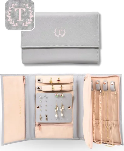 Joyero de viaje personalizado con inicial, regalos personalizados con monograma para mujeres, regalos de propuesta de dama de honor, organizador de
