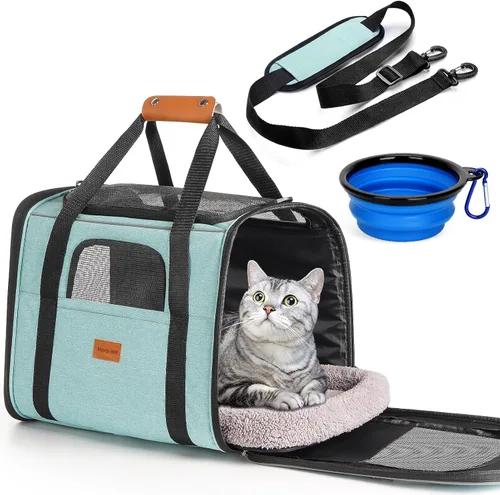 Miniatura 22 de morpilot - Bolsa de transporte para mascotas, portátil, de tela plegable, para perros o gatos, jaula para mascotas con zíperes de seguridad