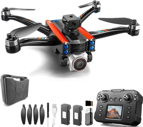 Drone RC con control remoto de pantalla de pantalla, cámara dual 1080P, ajuste de velocidad, retención de altitud, despegue con una tecla, giros 3D,