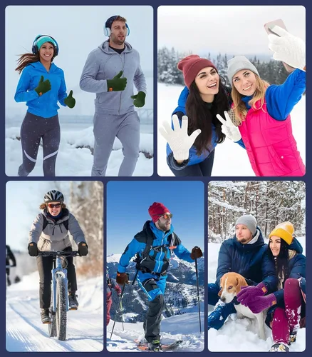 Miniatura 7 de Guantes de invierno para hombres y mujeres, guantes cálidos para pantalla táctil, para clima frío, guantes térmicos de lana para adultos