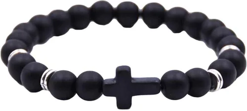 Miniatura 5 de Rubyyouhe8 Pulsera unisex de 6 colores con colgante de cruz y cuerda elástica para hombre y mujer
