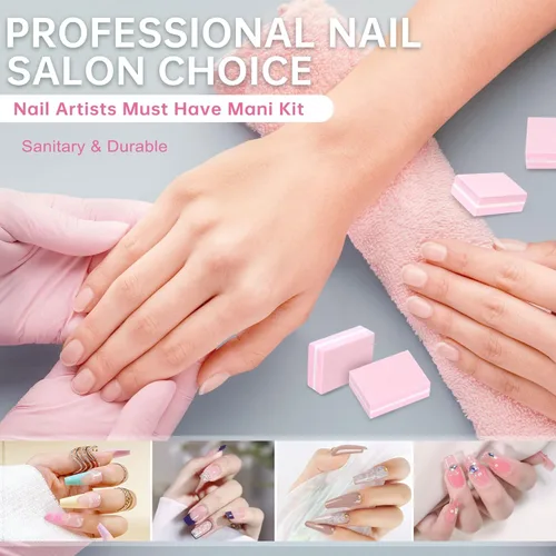 Miniatura 7 de Mini bloques de pulidor de uñas, grano 100/180, bloque esponja para pulir y lijar, lima, herramientas de manicura a granel, 50 unidades (rosa)