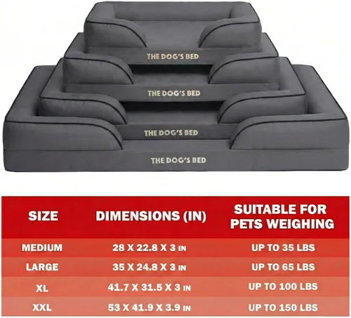 Miniatura 3 de The Dog's Bed - Cama para perros de espuma con soporte para perros XXL, Oxford gris, cama para perro lavable con forro impermeable extraíble, base