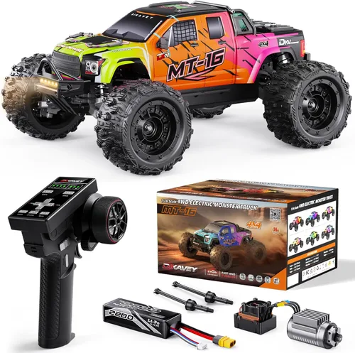 Miniatura 9 de 1/16 80km/h Camión RC sin escobillas 4WD, Coches de control remoto todo terreno actualizables con batería 3S, Camión RC todoterreno rápido Rojo