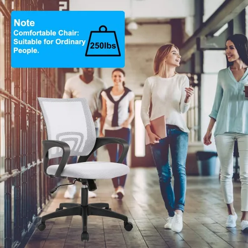Miniatura 6 de Meet perfect Silla de oficina con respaldo medio, moderna silla ejecutiva de escritorio para computadora, silla giratoria con ruedas, silla Blanco