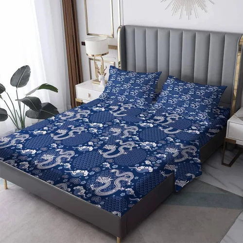 Miniatura 7 de Dragon Sheets - Juego de sábanas y fundas de almohada de tamaño individual, tamaño individual, sábanas y fundas de almohada estampadas, 3 piezas
