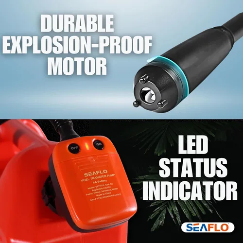 Miniatura 9 de SEAFLO Bomba Automática de Transferencia de Combustible, Flujo de 2.4 GPM, Sensor de Parada Automática, Manguera de Descarga Larga, Bomba Portátil