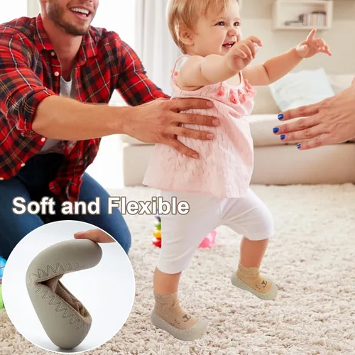 Miniatura 4 de 2 pares de zapatos antideslizantes estilo caroon para bebés, zapatos para niños y niñas, zapatos para caminar, zapatos de goma suave con pantuflas