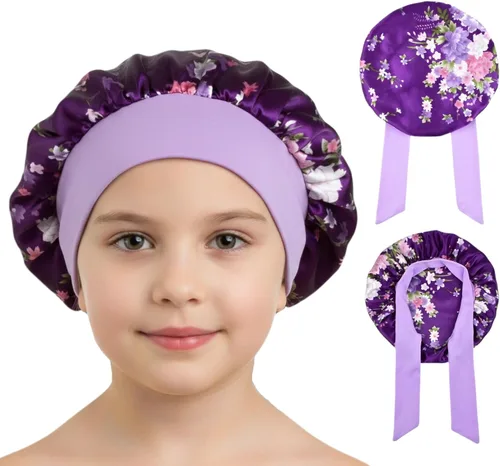 Miniatura 17 de Gorros de satén para niñas para niñas, gorro de satén para dormir, gorro de noche de seda