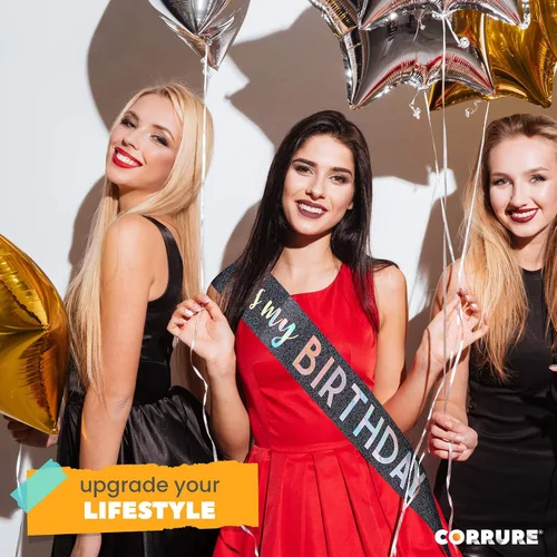 Miniatura 8 de CORRURE Banda con purpurina «It's My Birthday» con lámina multicolor – Banda de feliz cumpleaños con purpurina negra para mujeres – Suministros