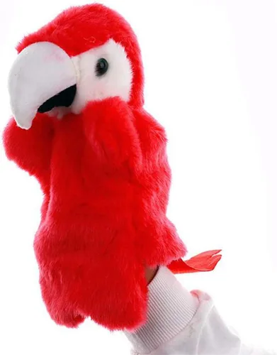Miniatura 2 de Títeres de mano de loro de peluche, pájaros, animales de peluche, juguetes para imaginativo, juego de simulación, narración de cuentos, rojo