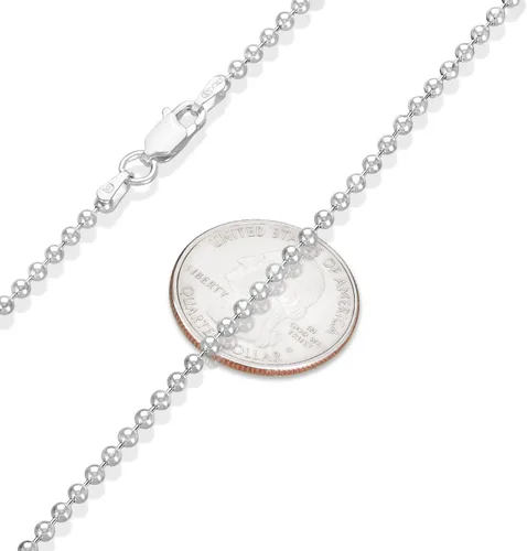 Miniatura 2 de 1mm-5mm Solid .925 Sterling Silver Ball Military Chain Necklace or Bracelet
