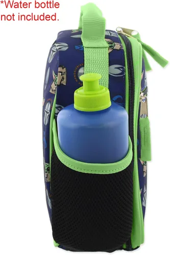 Miniatura 4 de Star Wars Mandalorian Baby Yoda - Lonchera escolar con aislamiento suave para niños y niñas (tamaño único, azul/verde)